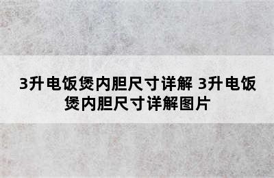 3升电饭煲内胆尺寸详解 3升电饭煲内胆尺寸详解图片